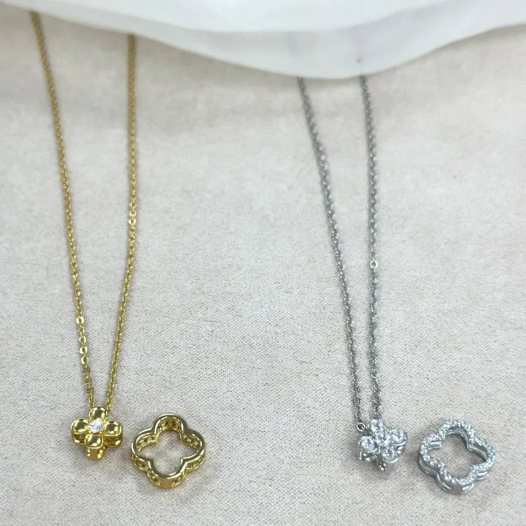 S925 Sterling Silver Four leaf Clover Necklace with Two Ways of Wearing,Light Luxury and Stylish Collarbone Chain SL45