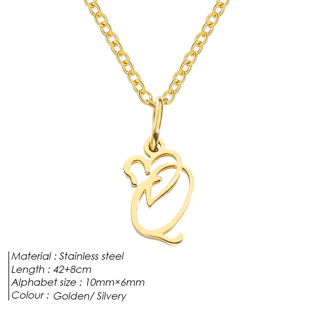 eManco Initial Necklaces Art Letter A-Z Charm Pendant Necklace 's Stainless Steel Minimalism Jewelry Gift – Halskette