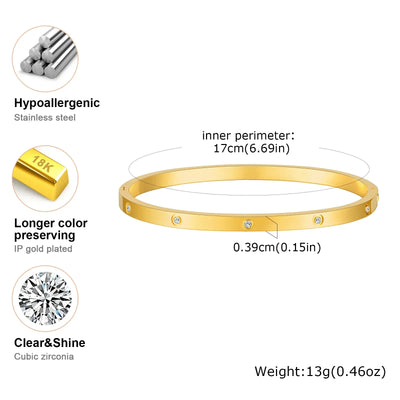 Luxurious Cubic Zircon Openable Bracelet ,Stainless Steel Round Bangle Bracelets,Charm Jewelry Gifts – Armband