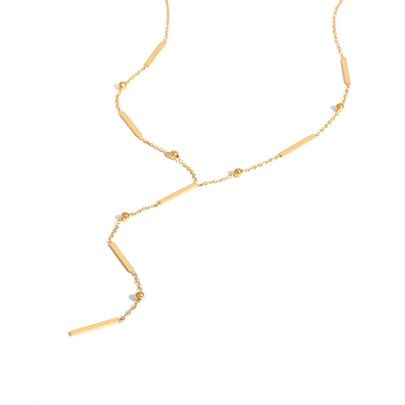 Beaded Long Chain Y Shape Necklace , Minimalist Drop Bar Pendant Choker Necklaces, Clavicle Chain Jewelry – Halskette