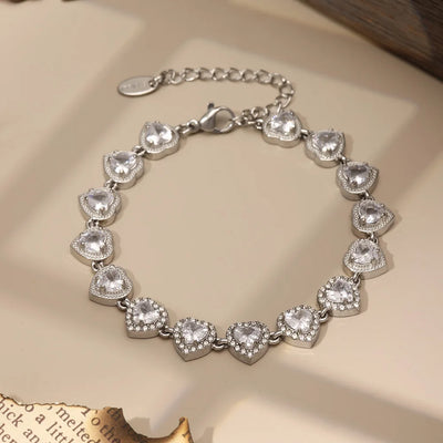 Trendy Stainless Steel Cuban Chain Necklace Bracelet White Zircon Inlaid Luxury Charm Bangle Jewelry Gift – Halskette