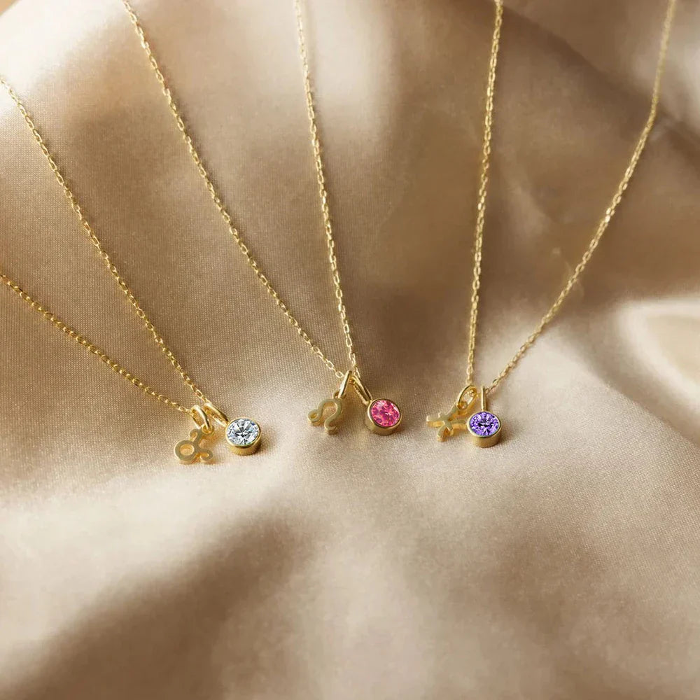 eManco Fashion Constellation Sparkling Rhinestone Pendant Stainless Steel Gold-plated DIY Necklace Birthday Gift – Halskette