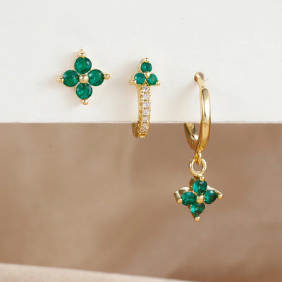 3PCS Fashion Stainless Steel Flower Small Hoop Earrings Set 18K Gold Plated Huggie Cartilage Piercing Jewelry aretes