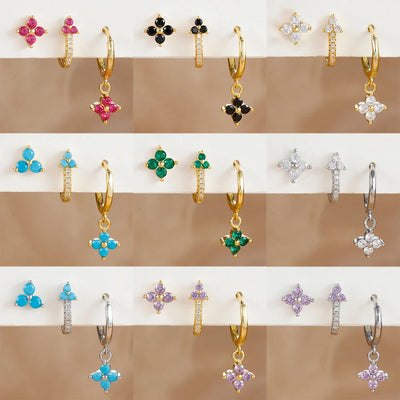 3PCS Fashion Stainless Steel Flower Small Hoop Earrings Set 18K Gold Plated Huggie Cartilage Piercing Jewelry aretes