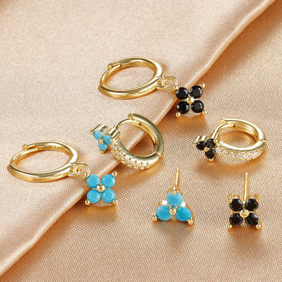 3PCS Fashion Stainless Steel Flower Small Hoop Earrings Set 18K Gold Plated Huggie Cartilage Piercing Jewelry aretes