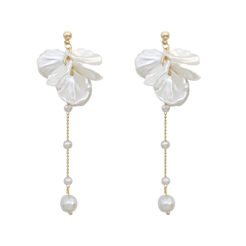 Modern Jewelry Silver Needle Elegant Temperament Simulated pearl Tassel Earrings Fashion Accessories Wholesale