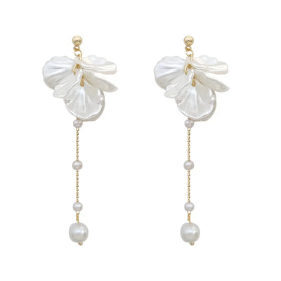 Modern Jewelry Silver Needle Elegant Temperament Simulated pearl Tassel Earrings Fashion Accessories Wholesale