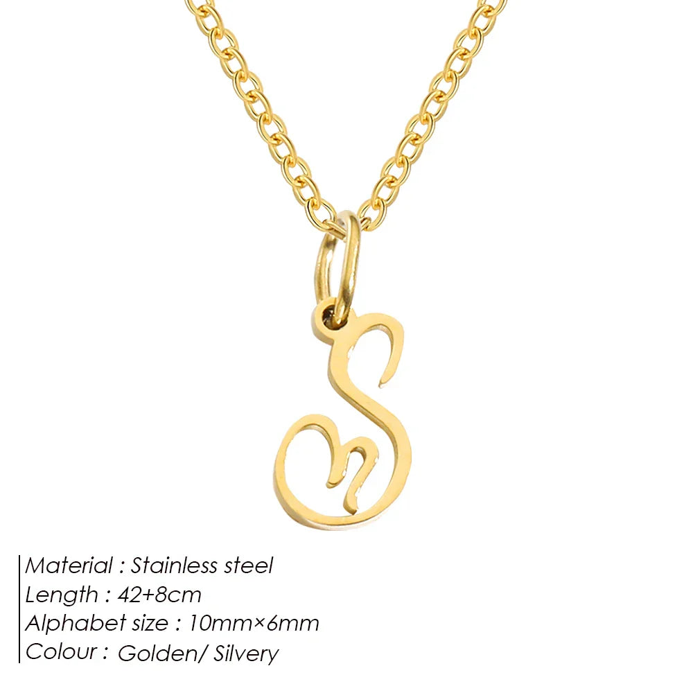 eManco Initial Necklaces Art Letter A-Z Charm Pendant Necklace 's Stainless Steel Minimalism Jewelry Gift – Halskette