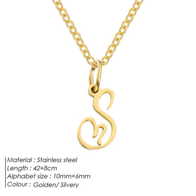 eManco Initial Necklaces Art Letter A-Z Charm Pendant Necklace 's Stainless Steel Minimalism Jewelry Gift – Halskette