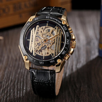 FORSINING Designer Luxury Steel Skeleton Mechanical