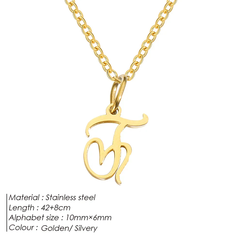 eManco Initial Necklaces Art Letter A-Z Charm Pendant Necklace 's Stainless Steel Minimalism Jewelry Gift – Halskette