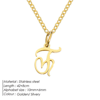 eManco Initial Necklaces Art Letter A-Z Charm Pendant Necklace 's Stainless Steel Minimalism Jewelry Gift – Halskette