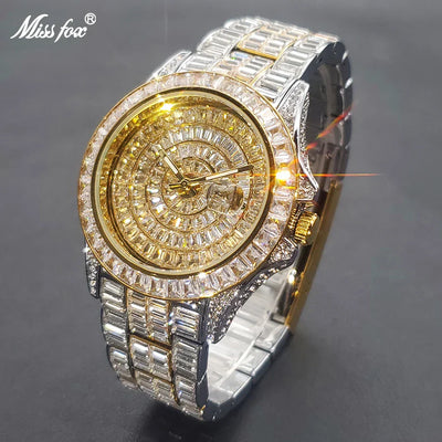 Ice Out Luxus Quarzuhr für Herren – Voll Diamant, Luminous Zeiger, 30m Wasserdicht, Edelstahl, Auto Date, Anti-Magnetisch