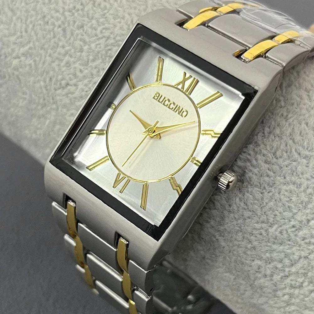 Elegante Rechteckige Quarzuhr für Männer – Silberne & Goldene Edelstahl Armbanduhr, Mode Uhr, Herren Uhr, Luxus Relogio Masculino