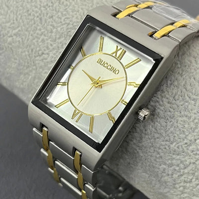 Elegante Rechteckige Quarzuhr für Männer – Silberne & Goldene Edelstahl Armbanduhr, Mode Uhr, Herren Uhr, Luxus Relogio Masculino