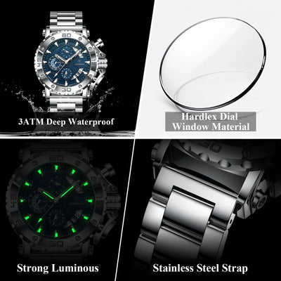 POEDAGAR Luxury Uhr For Men Calendar