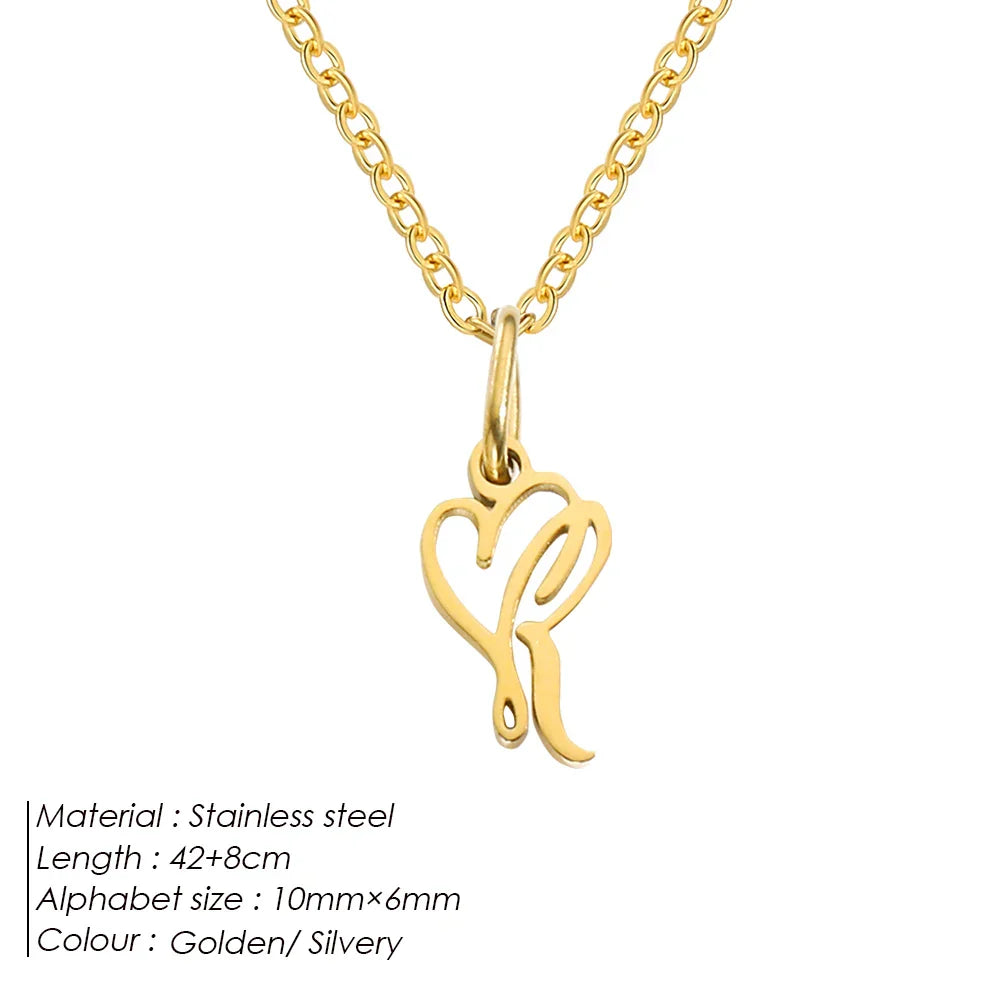 eManco Initial Necklaces Art Letter A-Z Charm Pendant Necklace 's Stainless Steel Minimalism Jewelry Gift – Halskette