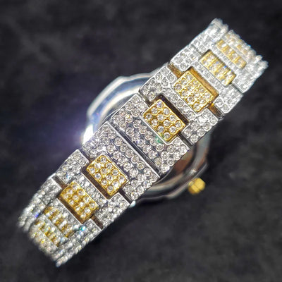 Luxus "Iced Out" Quarz-Armbanduhr für Herren – Edelstahl, Stoßfest, Wasserdicht