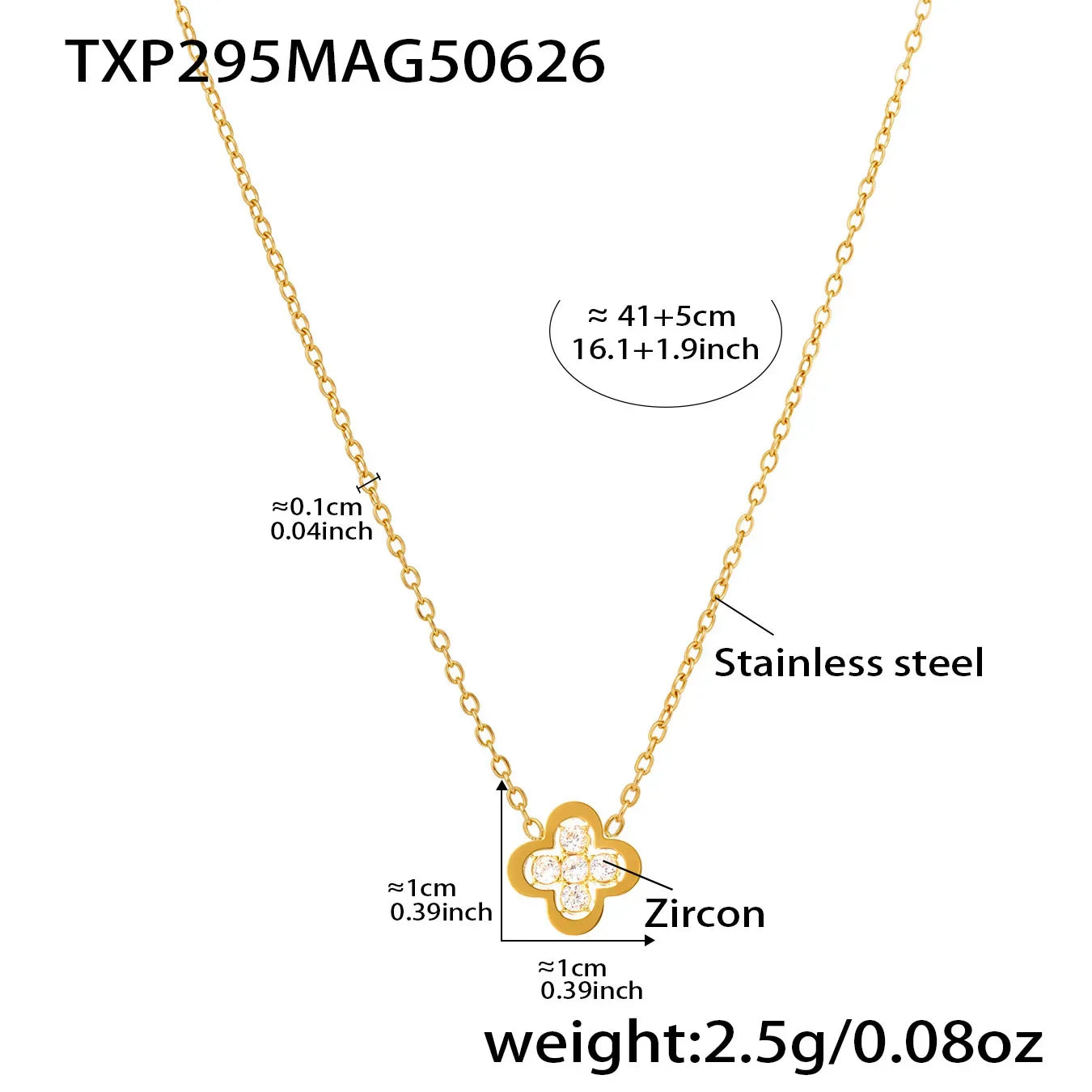 Liora Exquisite Luck Clover Zircon Stainless Steel Drop Pendant Chain Necklaces Stud Earrings Charm Wedding Jewelry