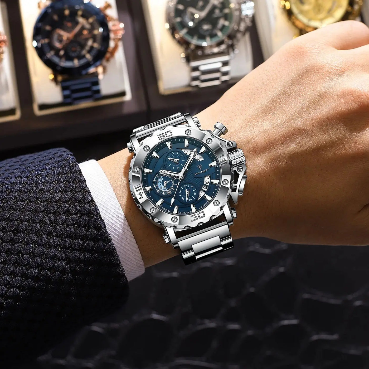 POEDAGAR Luxury Uhr For Men Calendar