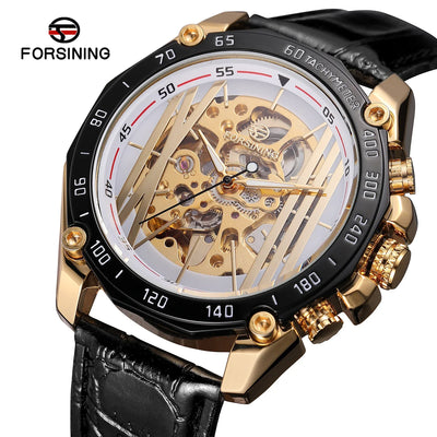 FORSINING Designer Luxury Steel Skeleton Mechanical