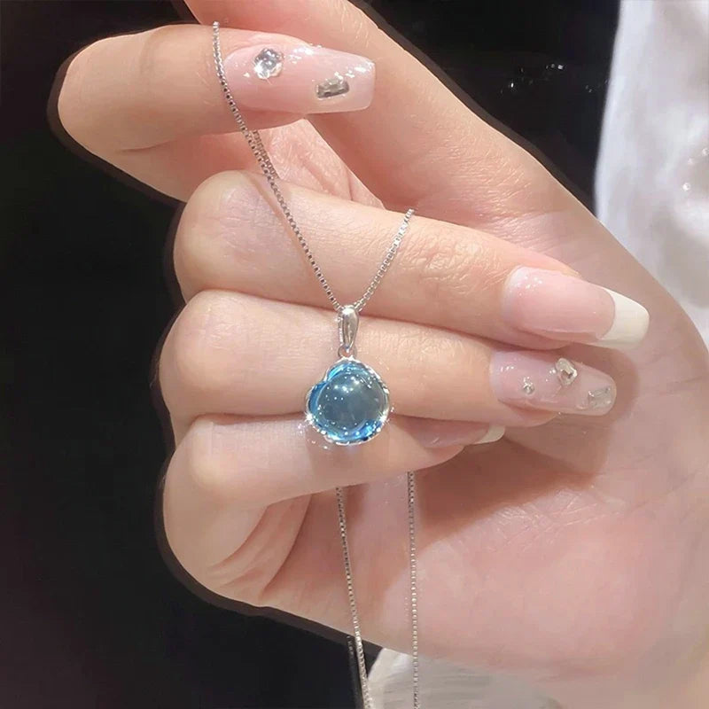Fashion Pink Planet Heart Zircon Necklace Charm Aesthetic Clavicle Chain Necklace Valentines Day Gift Party Jewelry – Halskette