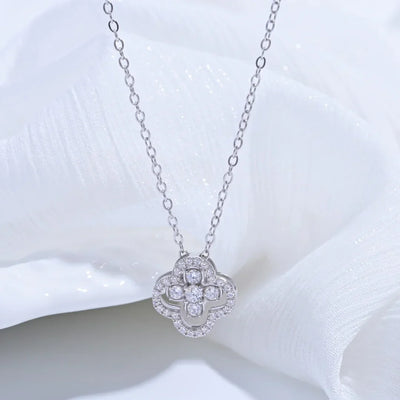 S925 Sterling Silver Four leaf Clover Necklace with Two Ways of Wearing,Light Luxury and Stylish Collarbone Chain SL45