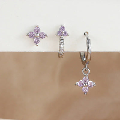 3PCS Fashion Stainless Steel Flower Small Hoop Earrings Set 18K Gold Plated Huggie Cartilage Piercing Jewelry aretes