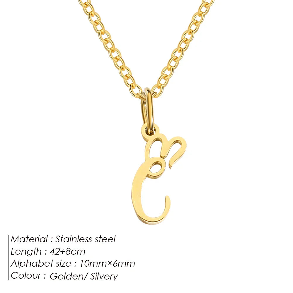 eManco Initial Necklaces Art Letter A-Z Charm Pendant Necklace 's Stainless Steel Minimalism Jewelry Gift – Halskette