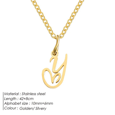 eManco Initial Necklaces Art Letter A-Z Charm Pendant Necklace 's Stainless Steel Minimalism Jewelry Gift – Halskette