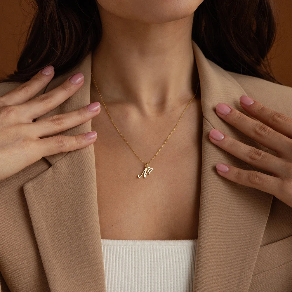 eManco Initial Necklaces Art Letter A-Z Charm Pendant Necklace 's Stainless Steel Minimalism Jewelry Gift – Halskette