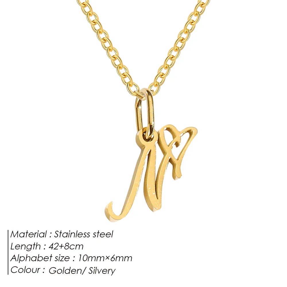 eManco Initial Necklaces Art Letter A-Z Charm Pendant Necklace 's Stainless Steel Minimalism Jewelry Gift – Halskette