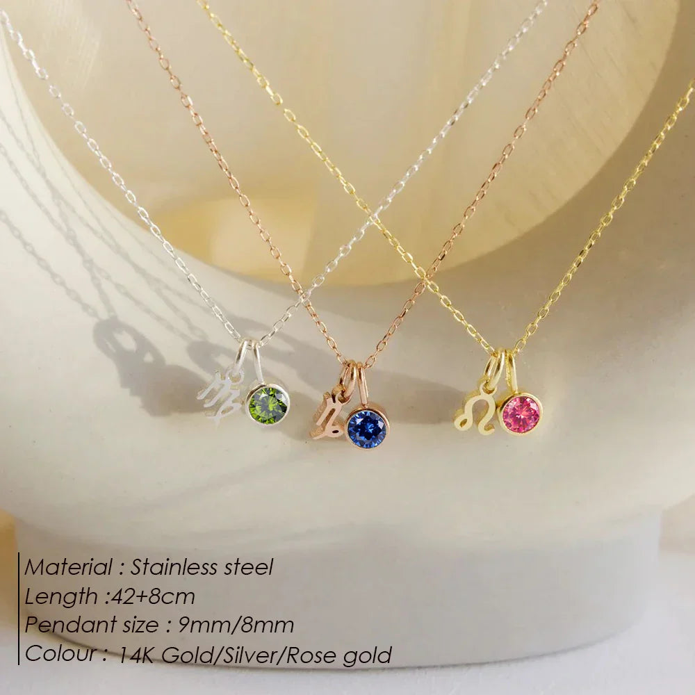 eManco Fashion Constellation Sparkling Rhinestone Pendant Stainless Steel Gold-plated DIY Necklace Birthday Gift – Halskette