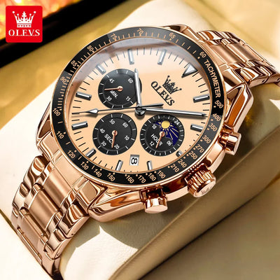 OLEVS Herren Quarz-Armbanduhr 3618 – Chronograph, Wasserdicht, Luminous