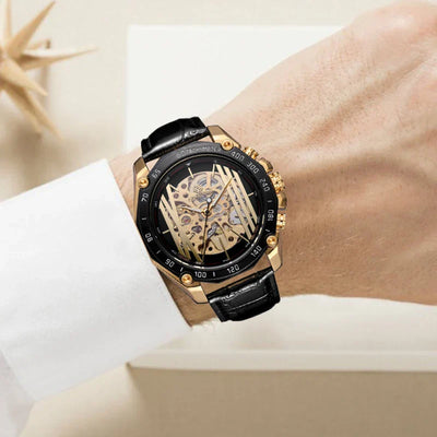 FORSINING Designer Luxury Steel Skeleton Mechanical