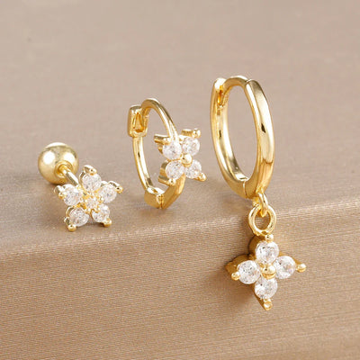 10 Styles Stainless Steel Piercing Earrings Set Geometry Colorful Zircon Huggie Hoop Earring Aesthetic Jewelry