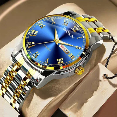 Mairuige Quarz Armbanduhr für Herren, Edelstahl, Wasserdicht, Leuchtzeiger, Elegantes Design