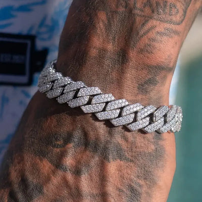 14MM Iced Prong Link Cuban Chain Bracelets Full Rhinestones Chunky Miami Cuban Bracelet Punk Hip Hop Jewelry Gift – Halskette