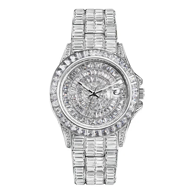 Ice Out Luxus Quarzuhr für Herren – Voll Diamant, Luminous Zeiger, 30m Wasserdicht, Edelstahl, Auto Date, Anti-Magnetisch