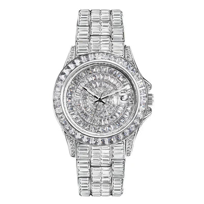 Ice Out Luxus Quarzuhr für Herren – Voll Diamant, Luminous Zeiger, 30m Wasserdicht, Edelstahl, Auto Date, Anti-Magnetisch