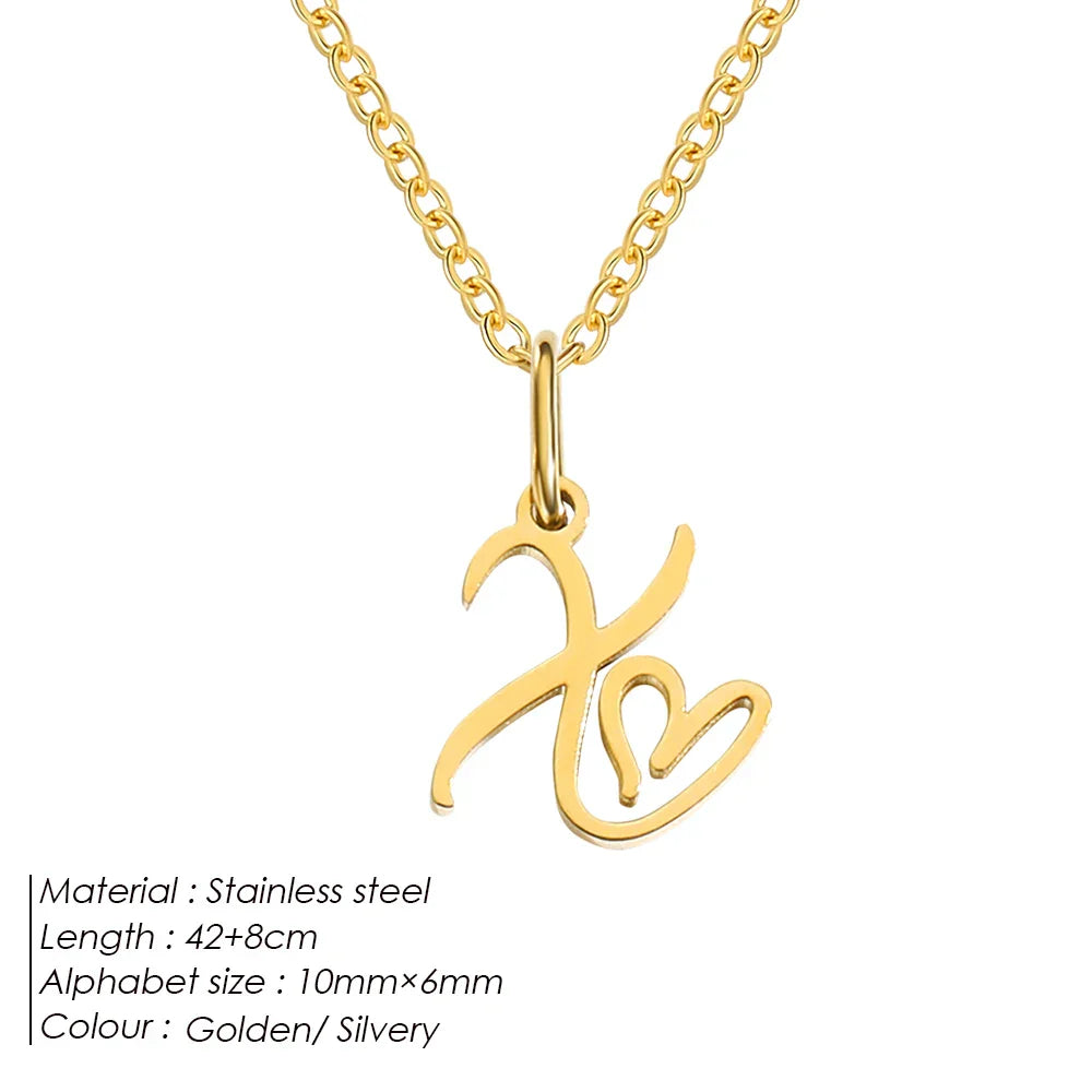 eManco Initial Necklaces Art Letter A-Z Charm Pendant Necklace 's Stainless Steel Minimalism Jewelry Gift – Halskette