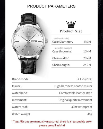 OLEVS 2935 Herren Uhr Dual Calendar