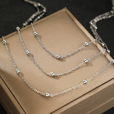 Stainless Steel Necklace High-end Atmosphere Delicate Beads Multi-Layers Chain Bone Necklace Jewelry Party Gifts – Halskette