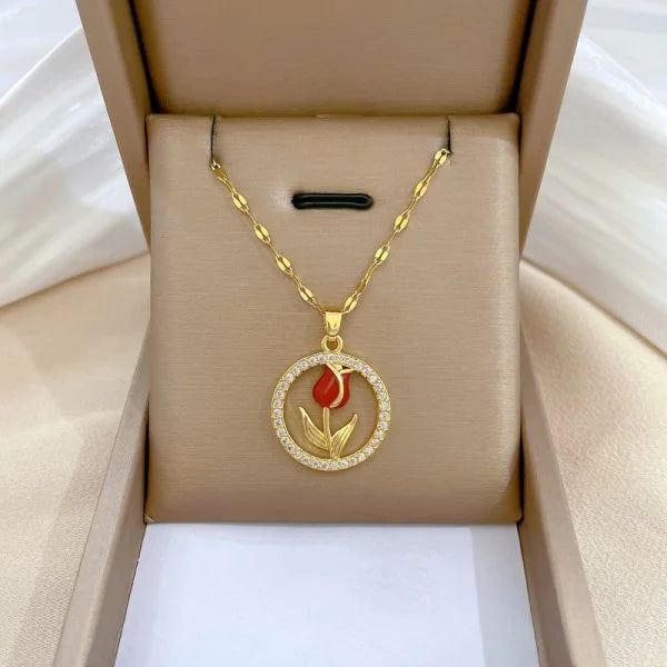 316L Stainless Steel Sun Pendant Necklace Exquisite and Fashionable Planet Clavicle Chain Girls Party Jewelry Gifts – Halskette