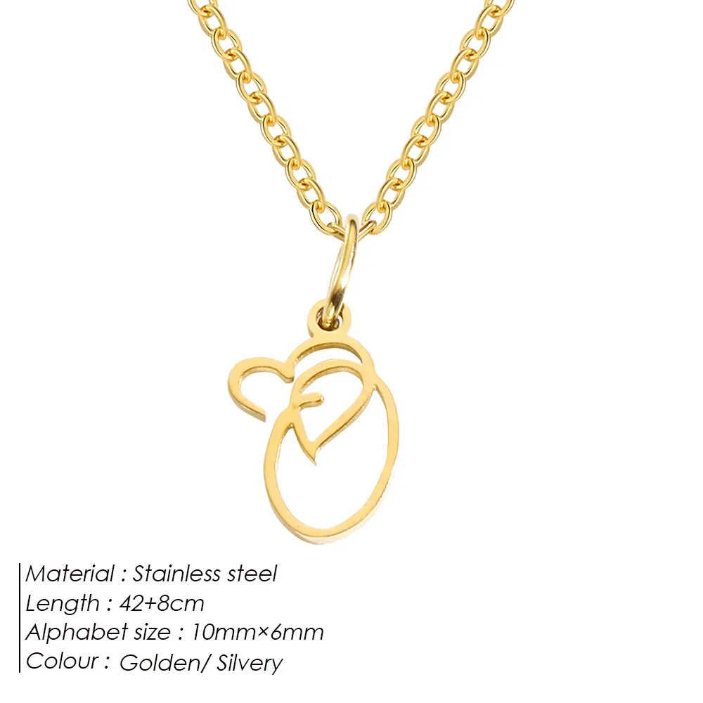 eManco Initial Necklaces Art Letter A-Z Charm Pendant Necklace 's Stainless Steel Minimalism Jewelry Gift – Halskette