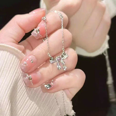 Fashion Pink Planet Heart Zircon Necklace Charm Aesthetic Clavicle Chain Necklace Valentines Day Gift Party Jewelry – Halskette