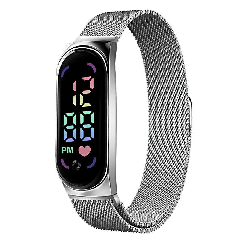 POPLOV Damen Digitaluhr mit LED-Touchscreen – Elegante Uhr mit Magnetarmband, wasserdicht & modern