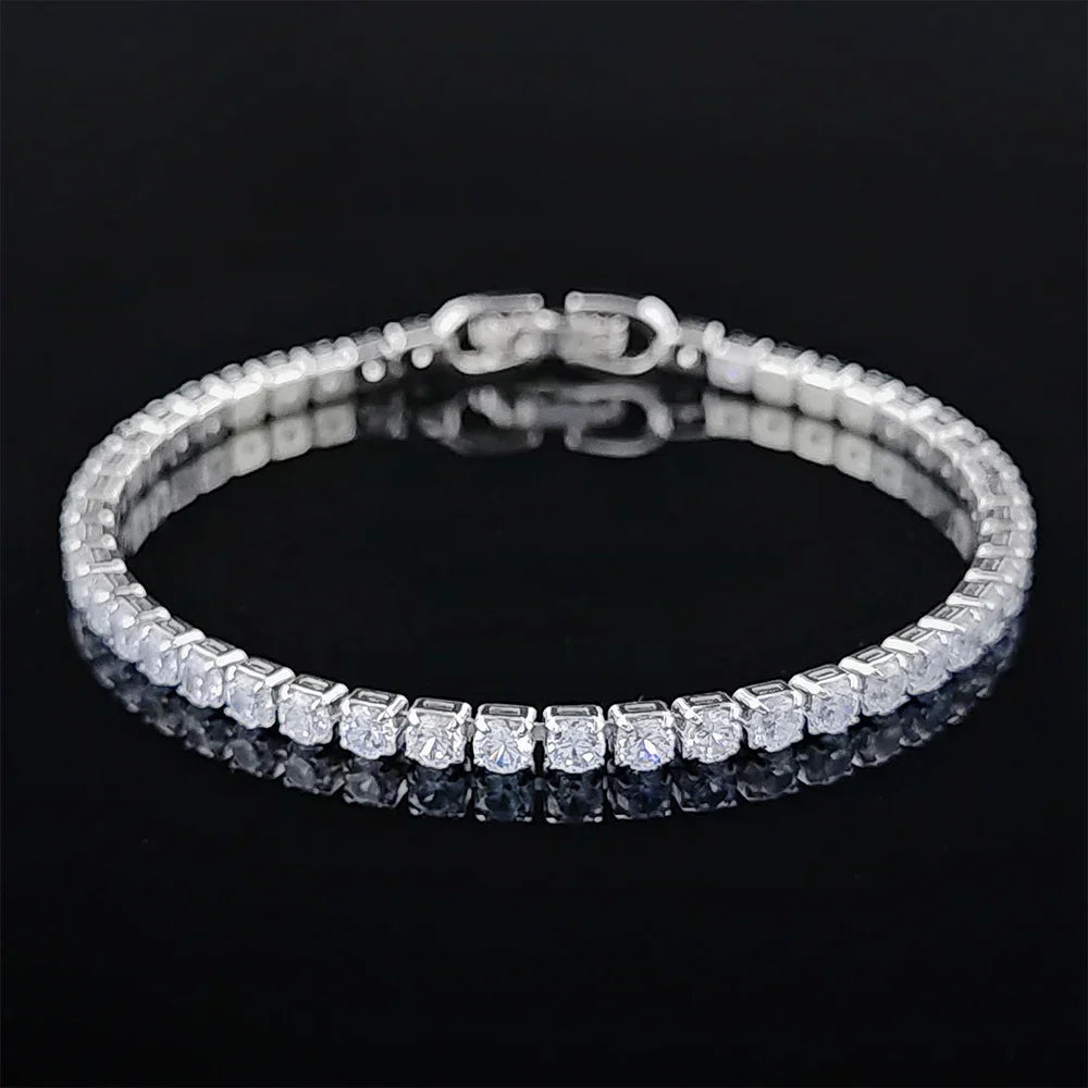 2024 Luxury Silver Color on Hand 4MM 17CM Princess Bracelet Bangle Anniversary Gift Jewelry Wholesale S5650 – Armband