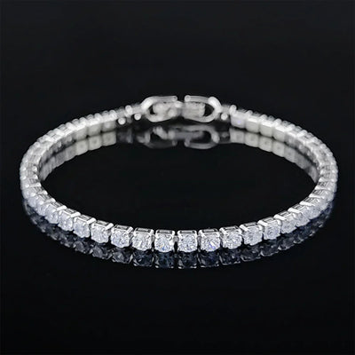 2024 Luxury Silver Color on Hand 4MM 17CM Princess Bracelet Bangle Anniversary Gift Jewelry Wholesale S5650 – Armband