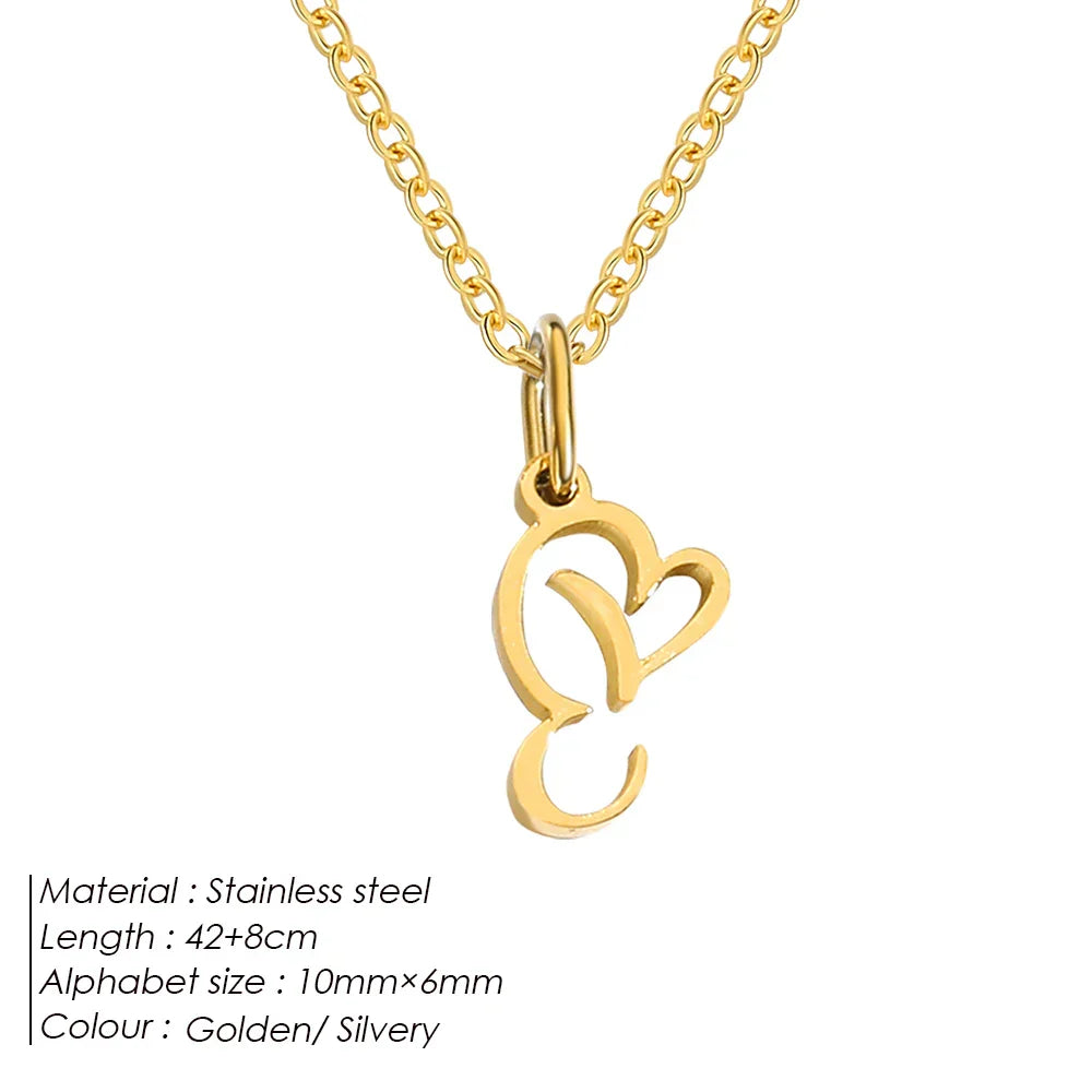 eManco Initial Necklaces Art Letter A-Z Charm Pendant Necklace 's Stainless Steel Minimalism Jewelry Gift – Halskette